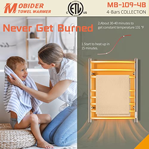 Mobider Towel Warmer For Bathroom, Heated Towel Rack With Timer, Towel Heater With Wall Mounted Plug-In Design For Drying Spa (Mb-109-4B) #TOP3