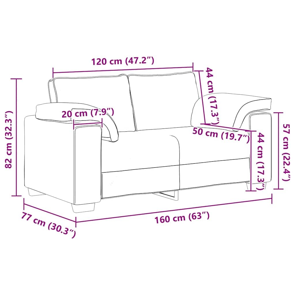 vidaXL Zweisitzer-Sofa Dunkelgrau 160x77x82 cm Samt
