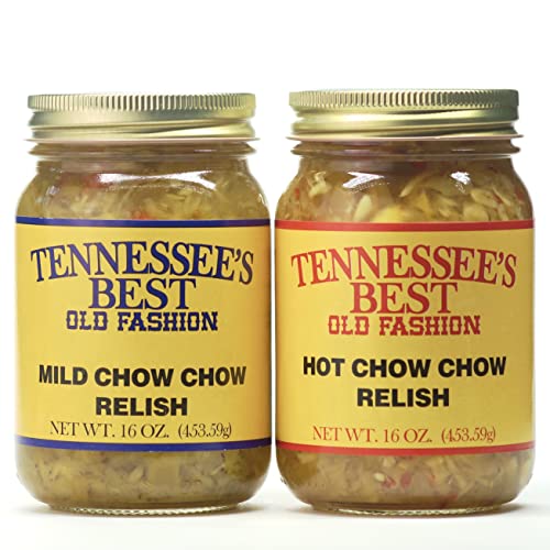Tennessee's Best Southern Mild and Hot Chow Chow Relish | Handcrafted and Small Batch Made | Sweet, Spicy, Tangy | A Perfect Match For Your HotDog, Sandwich, and Bean Soup!