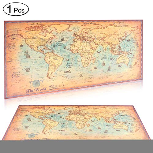 1 delar vintage världskarta kraft pappersfärg retro navigering antik segling karta väggaffisch