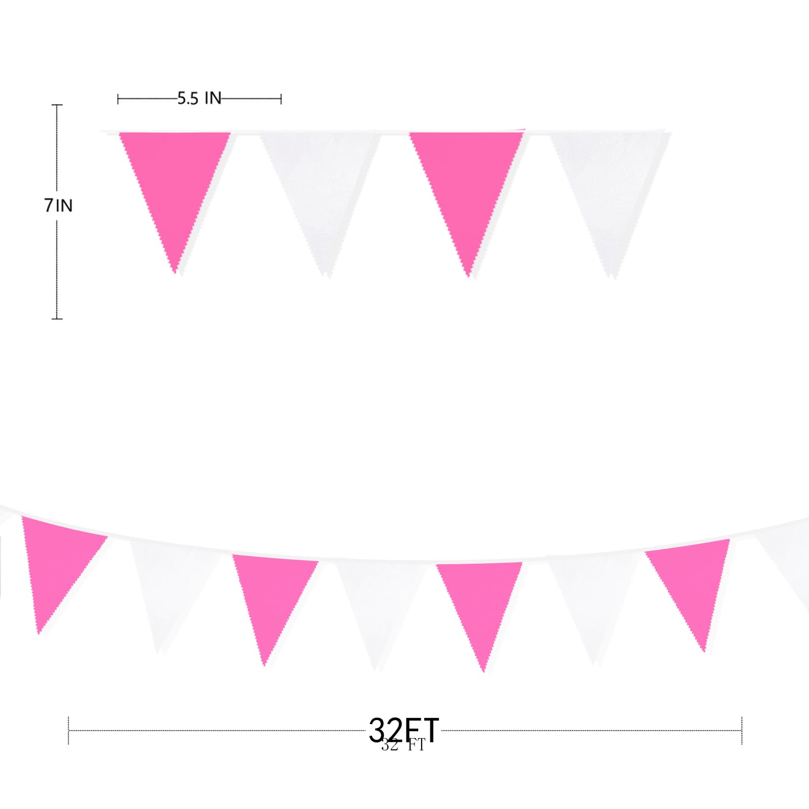 Wimpelkette aus Stoff, dreieckig, Baumwolle, Wimpelkette, Girlande, für Hochzeit, Geburtstag, Babyparty, Jahrestag, Party, Zuhause, Kinderzimmer, Garten, hängende Festivals, Dekoration, 90 cm