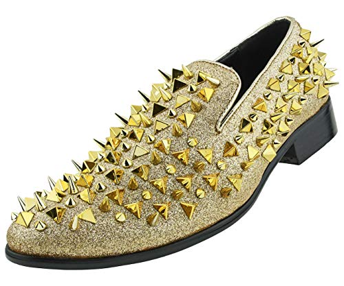 Bolano x Amali Mesa - Men's Designer Shoes, Comfortable Men's Slippers - Fashion Shoes - Shiny and Metallic Smoking Slippers with Matching Spikes2