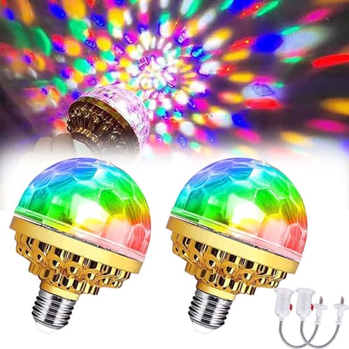 Pipihome Luci Discoteca, Palla da Discoteca per Feste, Luci Dj, Luci a Sfera Magica Rotanti Colorate, Piccole Lampadine da Discoteca a Led Rgb Stroboscopiche Ideale per Feste in Casa, Festività (2Pcs)