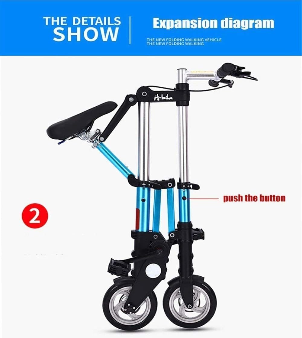Mini Vélo Ville Pliage Rapide avec Roues Aluminium 8 Pouces, Mini Vélo Portable Ultraléger pour Adultes E,8in