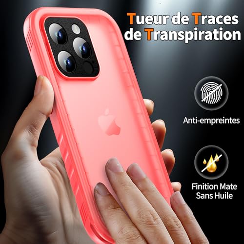 Coque intégrale iPhone 13 Pro double couche hermétique rose antichoc 360 - 6