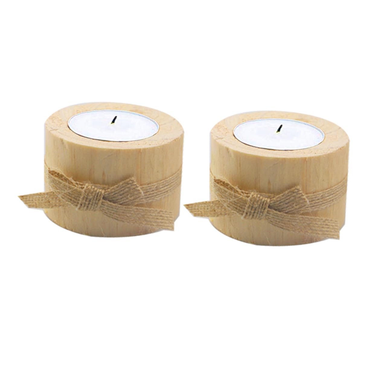 Cabilock 3pcs Crafts Ornament Candle Decoration Candle Holder Pine Candlestick Succulent Pot Wooden Candlestick