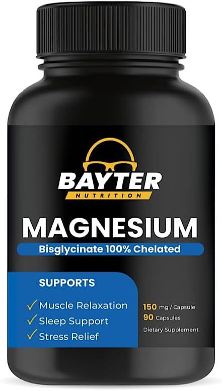 Magnesium Bisglycinate Extra Strenght 100% Chelated for High Absorption to Support Restful Sleep and Muscle Relaxation, 90 Capsules Magnesium Bisglycinate Extra Strenght 100% Chelated for High Absorption to Support Restful Sleep and Muscle Relaxation, 90 Capsules