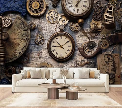 Wall Mural Peel & Stick Gears Table steampunks Pictures Self-Adhesive Wallpaper Removable Wall Decal Wall Sticker Home Decor for Living Room Bedroom 100"x144"