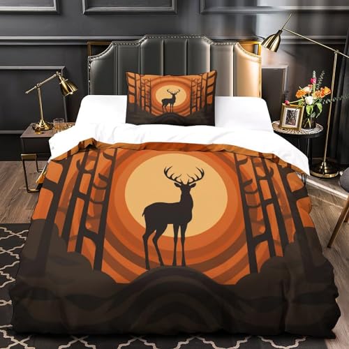 Funda nórdica de ciervo 3D en microfibra suave con dos fundas de almohada para cama 90 4