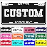 Custom License Plate - Metal Personalized License Plates with UV Printed Decorative Designs Front Vanity for Car, Auto Accessories with Customizable Text - 6x12 Inch Car Decor Tags & Number Plates​