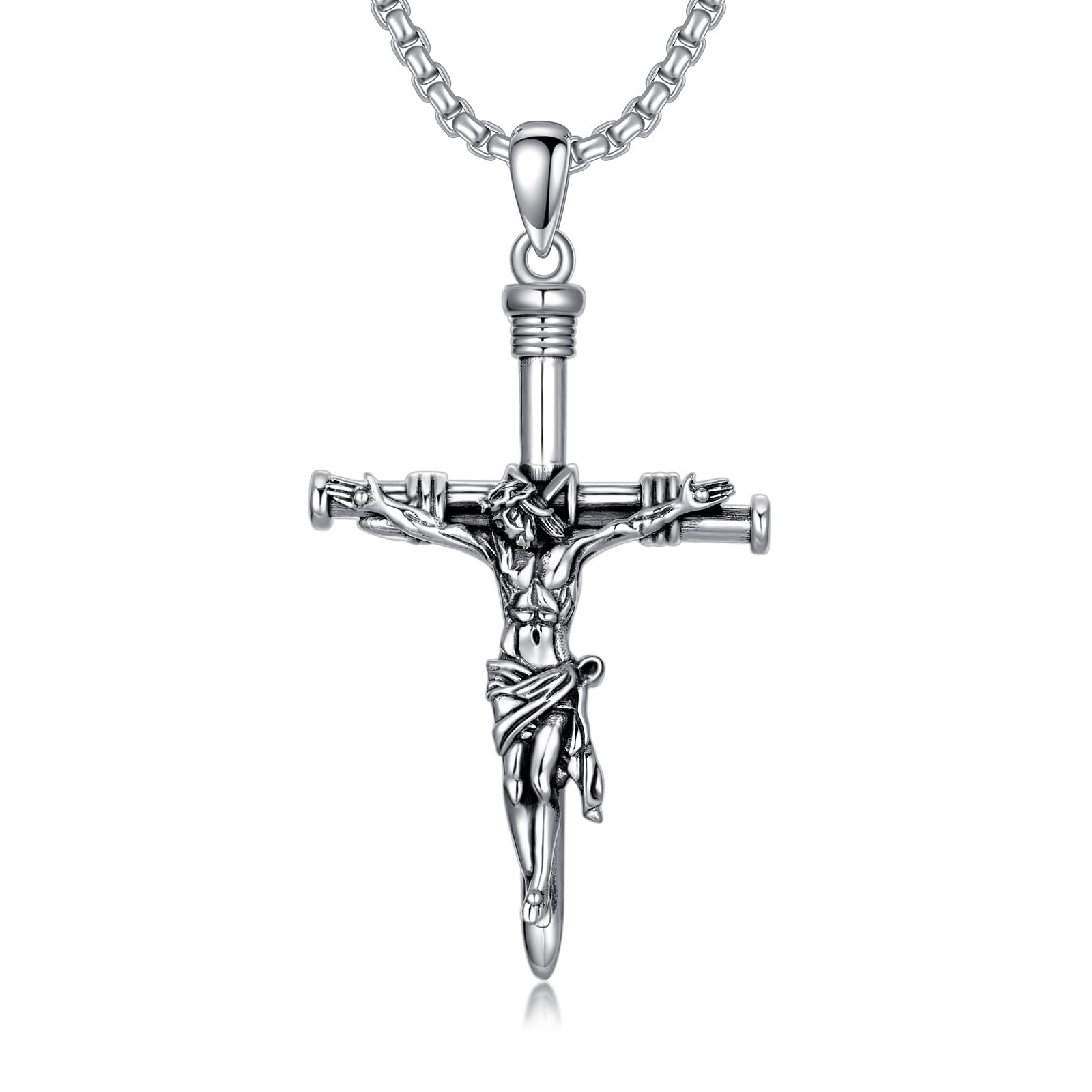 Collana In Argento Sterling Con Ciondolo A Croce Con Stella E Pietre CZ