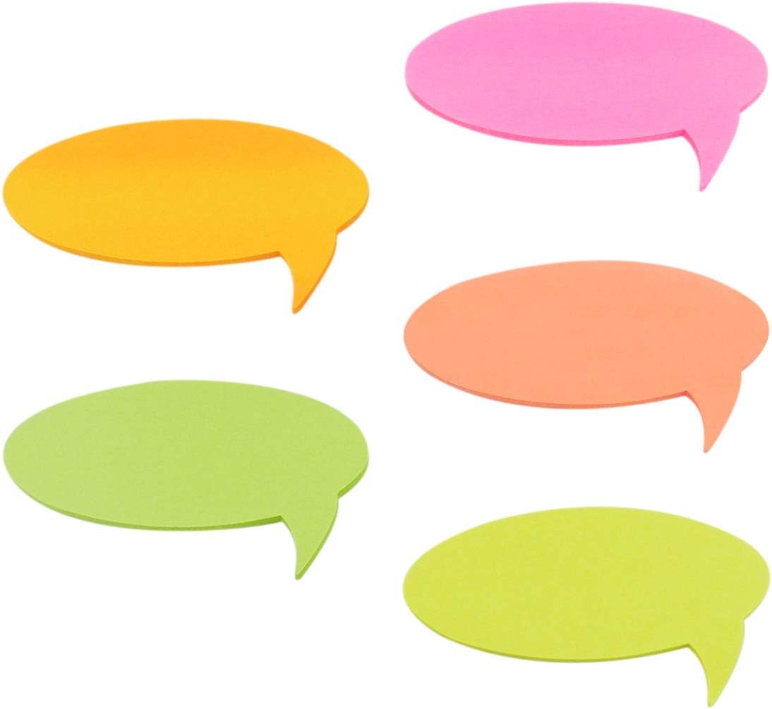 Shapes Sticky Notes,Bubble Shape,3 3/8 x 1 7/8 Inches,Neon Assorted,Self-Stick Notes,200 Sheets/Pad,1 Pad/Pack,4A 5059
