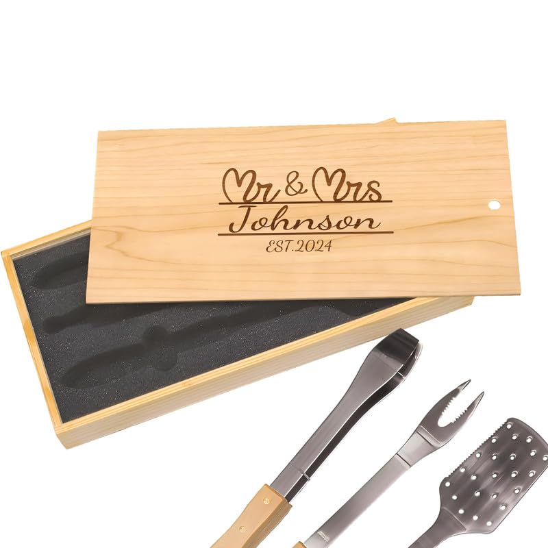 Set parrillero personalizado con caja de madera grabada miniatura 1