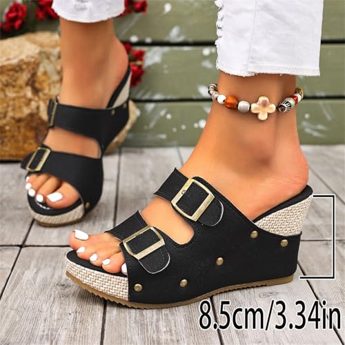 Espadrilles compensées en cuir synthétique noir de qualité supérieure 40 - 2