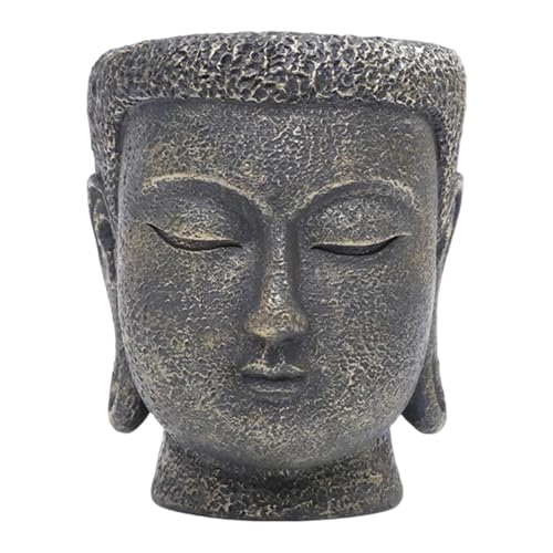 RoaQinFo Maceta con Forma de Cabeza de Buda, Maceta Decorativa con Figura de Buda para Sala de Estar, cafetería, Patio, Interior y Exterior, 8.5 Cm X 9.2 Cm X 10.4 Cm