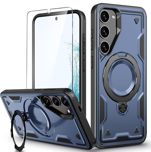 Image of for Samsung Galaxy S22 Case Magnetic with stand [Compatible with MagSafe] [with Screen Protector] Wireless Charging, Shockproof Galaxy S22 5G Case, Ring Holder Phone Cover, for Samsung S22 Phone Case