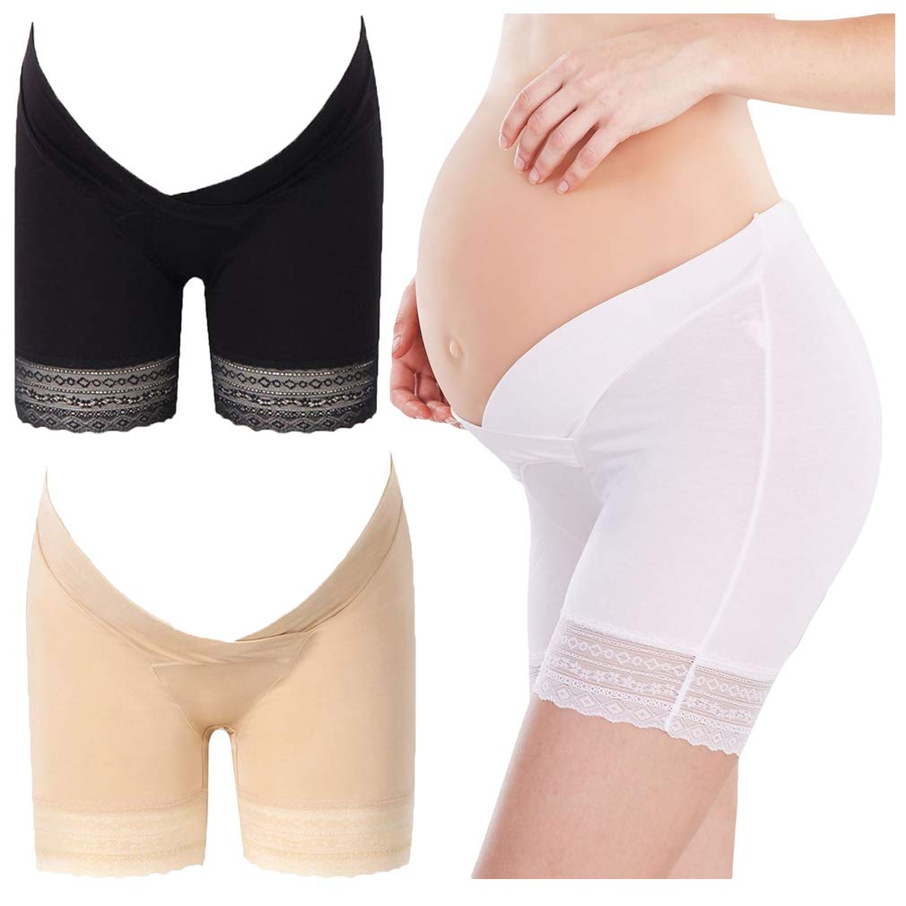 Fauhsto Maternity Underwear Pregnant Women Breathable Panties Under The Bump Safety Underpants Pregnancy Shorts V-Type Low Wasit Knickers Underpants 2Pack