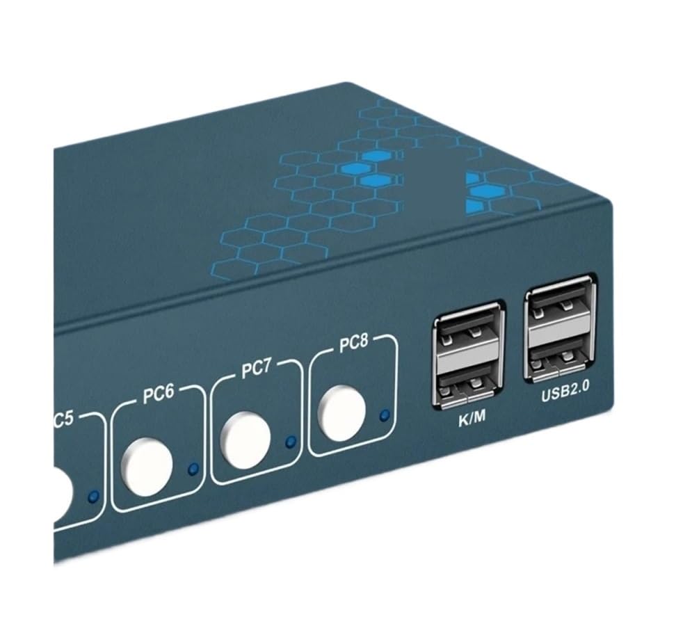 8 Port KVM Switch USB2.0 4K30Hz 8 in 1 Out 8 PCs Sharing with One Set of Keyboard Mous Plug and Play Hot Key-image-29