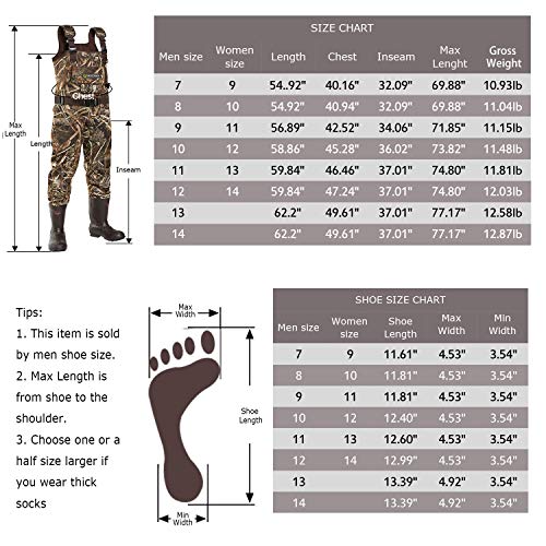 OXYVAN Duck Hunting Waders with 600G Rubber Boots Waterproof Insulated, Neoprene Realtree MAX5 Camo Fishing Chest Waders for Big and Tall Men & Women(Includes Boots Hanger&Storage Bag)