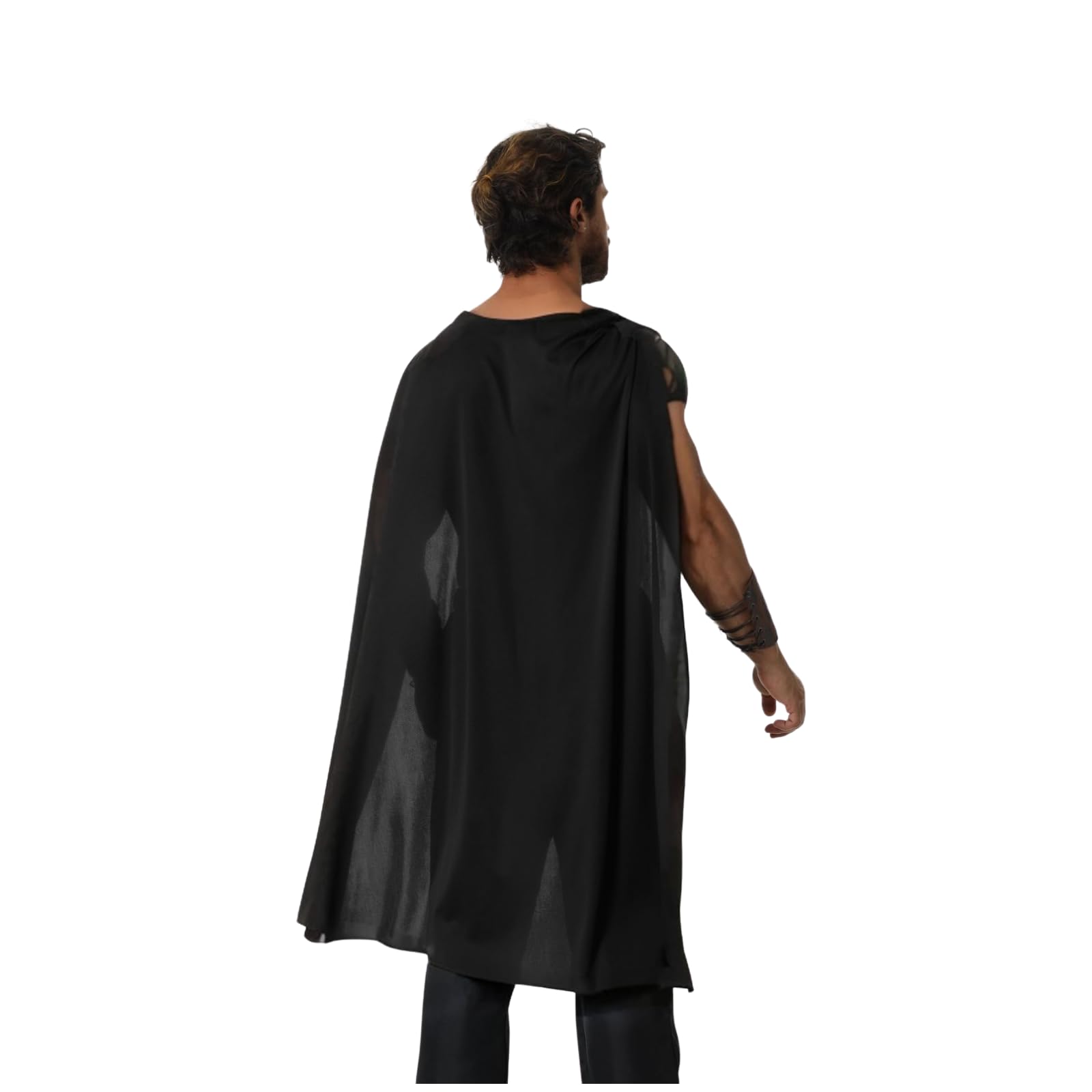 RRCBMD Adult Spartan Warrior Costume Cape with Bracers Unisex Medieval Cloak Halloween Cosplay Black(108cm - Image 2