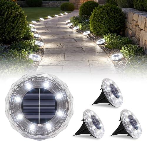 BNGXR 4Pcs Solar Ground Lights, 2026 Upgraded 8 LEDs Solar
