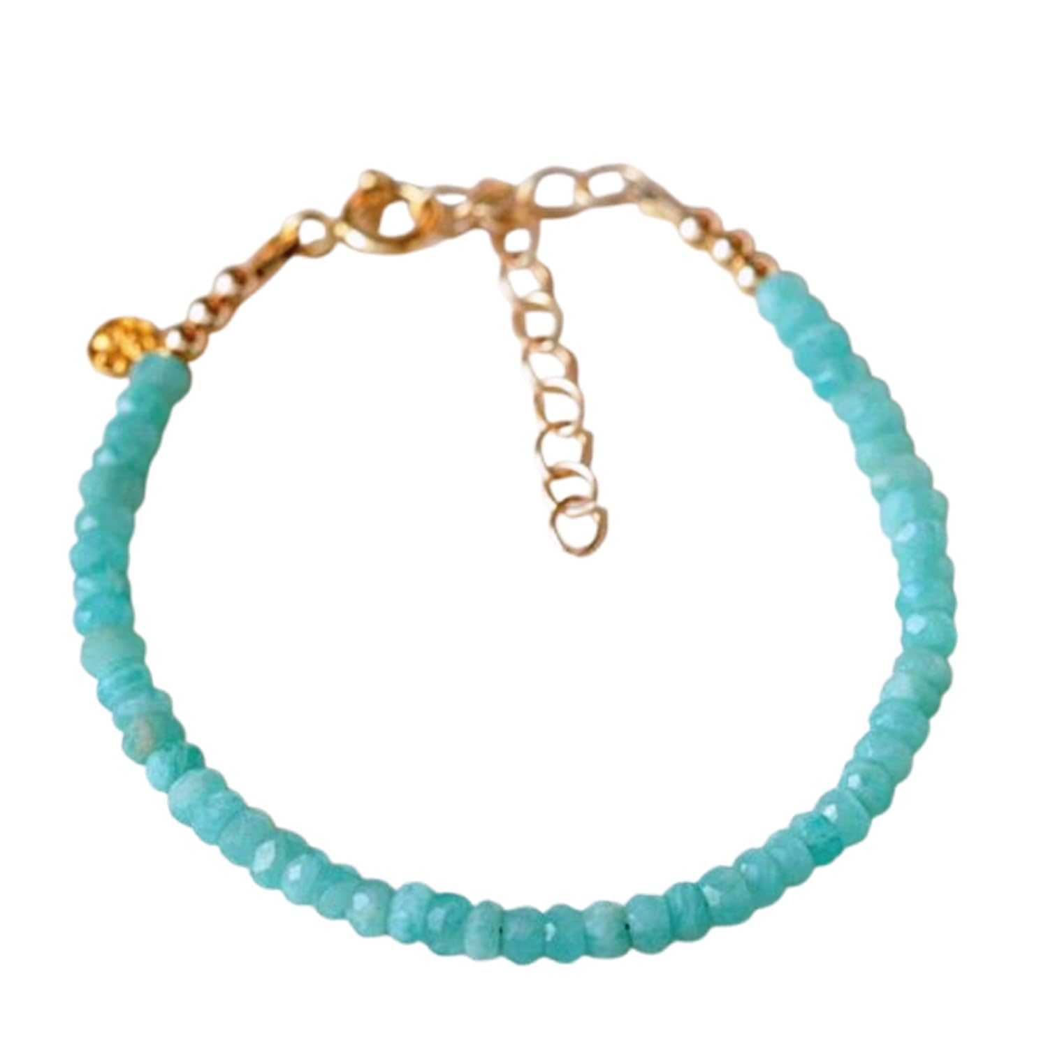 Pulsera amazonita de cuentas redondas 4mm ajustable moda espiritual 7