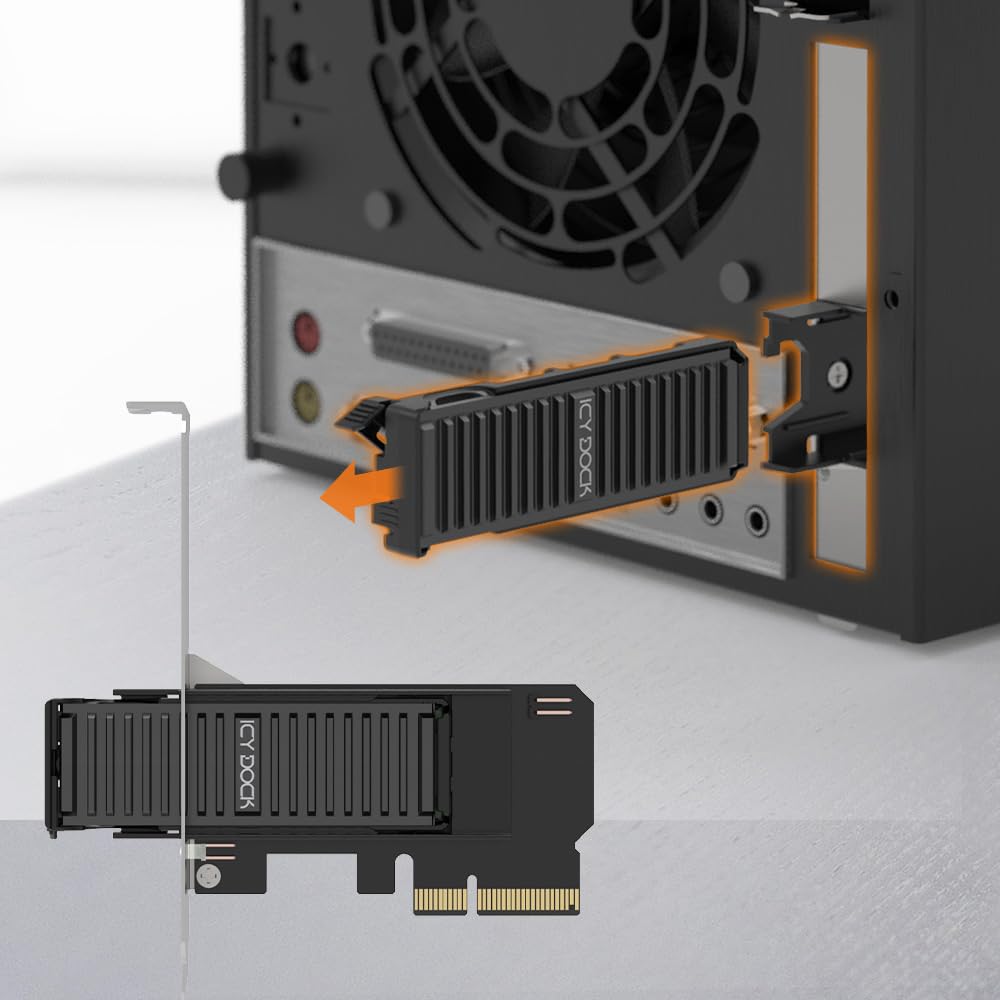 Removable M.2 NVMe SSD to PCIe 4.0 x4 Mobile Rack Adapter Card for PCIe Expansion Slot | ExpressSlot Core MB305M4P-B
