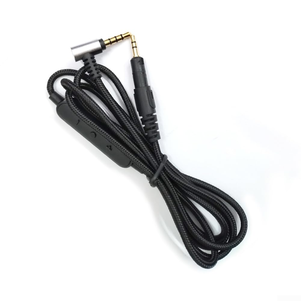 Cable de audio de repuesto para ATH-M40x M50x M60x M70x 3,5 mm chapado en oro de nailon trenzado (1,2 m)
