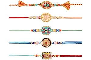 Set of 5 Rakhi for Girls | Raksha Bandhan Special Designer Rakhis with Greeting Card
