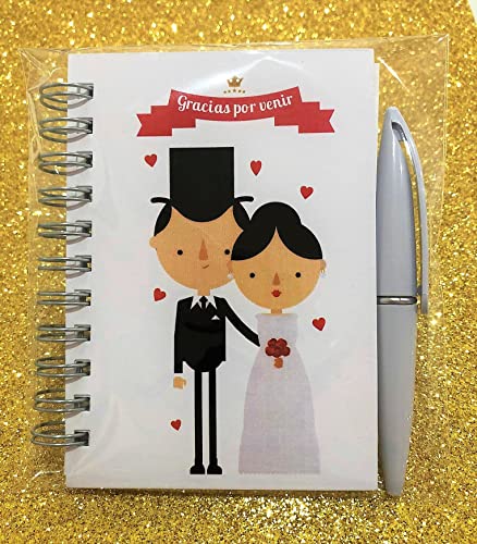 Detalles, Recuerdos y Regalos de Boda Para Invitados - Bonitas y Originales Libretas con mini bolígrafo - Fabricadas en España - Pack 15 unidades - ¡A Tus Invitados les Encantarán!