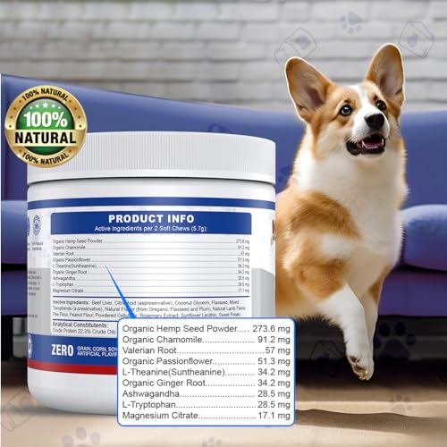 Calming Chews for Dogs - Dog Anxiety Relief,Dog Calming Treats, Dog Calming Chews, Aid with Anxiety Caused by Separation, Barking, Vet Visits, Thunderstorms 120 Count Lamb Flavor