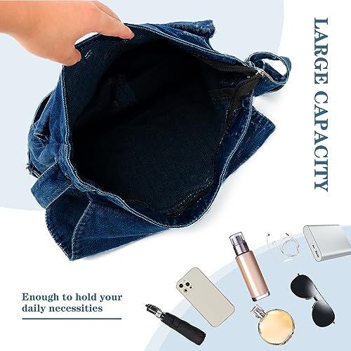 Freie Liebe Denim Bag Casual Tote Bag Aesthetic Canvas Messenger Bag Lightweight Crossbody for Women and Men3