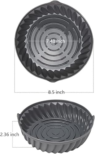 Miniatura 2 de Forros de silicona para freidora de aire de 8.5 pulgadas para 6-10 cuartos de galón, paquete de 2 forros de silicona duraderos y reutilizables, se