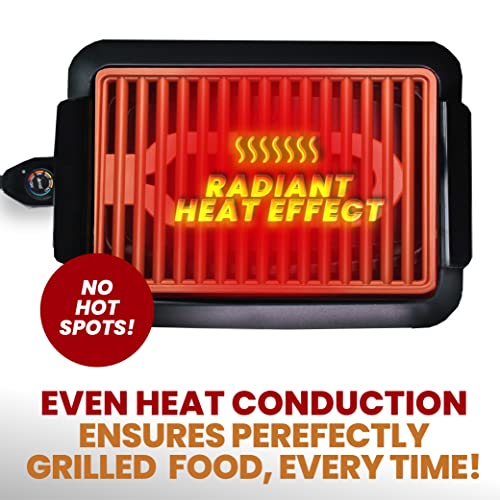 Gotham Steel Smokeless Indoor Grill, Nonstick Indoor Smokeless Grill With Ceramic Coating & Adjustable Heating, Indoor Grill Electric Smokeless With Dishwasher Safe Removable Grill Plate, Toxin Free #TOP4