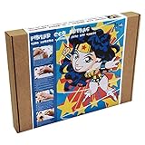 ✨ Una lámina adhesiva de tamaño 30x40cm dibujada y precortada para pintar héroes americanos con arenas de colores. Ideal para disfrutar la terapia del color y cómo método de relajación.