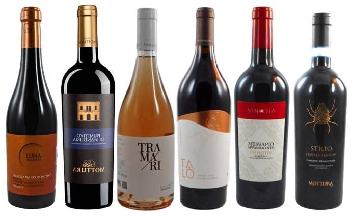 Probierpaket Gourmet Primitivo zum Kennenlernen I Weinpaket mit den besten apulischen Primitivo-Weinen (6x0,75l), Perfektes Tasting-Set