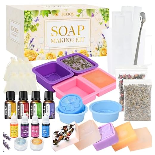 Kit de fabricação de sabonete, kit de fabricação de sabão Jcoos para adultos e crianças, suprimentos para fabricação de sabão – base de sabão derreter e despejar, molde de sabão, corante, fragrâncias,