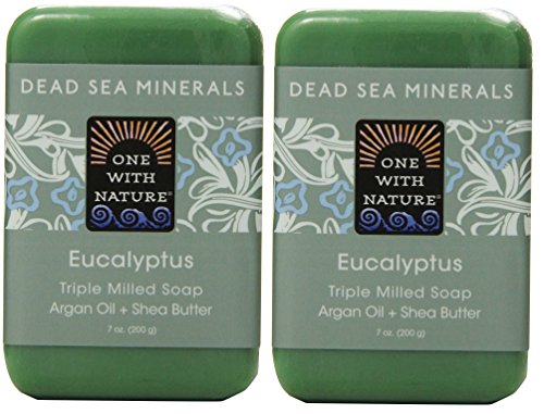 One With Nature Eucalyptus Soap (Pack of 2) With Dead Sea Minerals, Argan Oil, Shea and Eucalyptus Essential Oil, 7 oz. Each