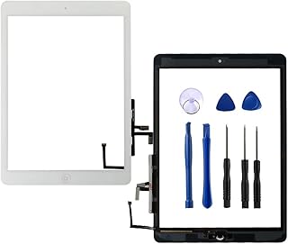 New Touch Screen Glass Digitizer Assembly Replacement Compatible for iPad 5 Air 1st Generation Modle A1474 A1475 A1476 with Home Button,Camera Holder,Preinstalled Adhesive,Tool Kit.(White)