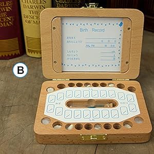 Bladverliezende tandendoos, houten kindertanden, opbergkoffer met fotosleuf, kinderen Keepsake organizer voor haar