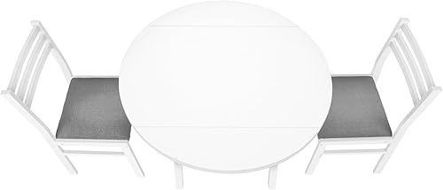 Miniatura 9 de Monarch Specialties I 1011 - Juego de mesa de comedor, juego de 3 piezas, pequeño, hoja de caída de 35 pulgadas, cocina, metal blanco y laminado,