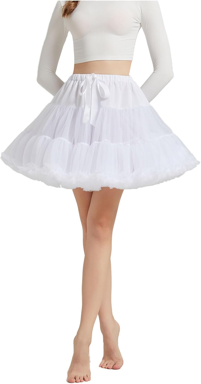 YLMTOP Women's Fluffy Cosplay Petticoat Soft Tulle Underskirt for 80s Dance Tutu Skirt Costume YPT400