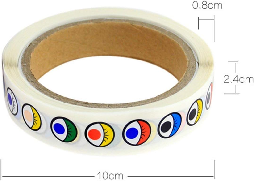 Fumark 3rolls Assorted 4000pcs Eye Stickers for Children School Classroom Crafts Projects, Cute Colorful Eyes Self Adhesive Stickers for Handmade Crafts, Toys and Home Decoration (Black More)
