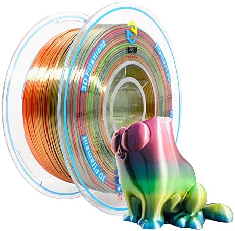 YOUSU Silk Rainbow PLA Filament,Shiny Multicolor 3D Printer Filament 1.75mm 1kg, Strong Bonding and Overhang Performance. Compatible with Most of 3D Printer