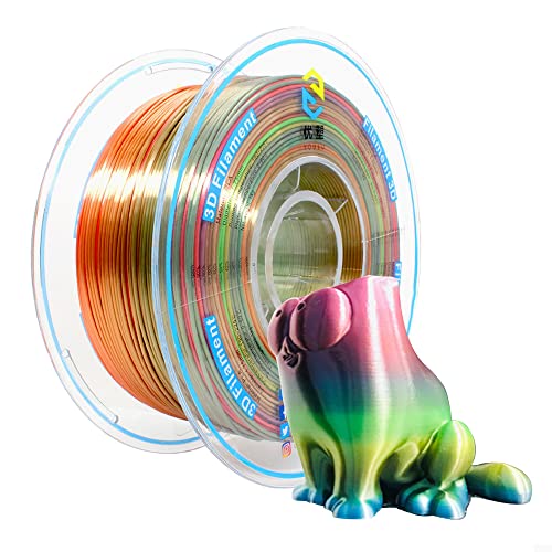 YOUSU Silk Rainbow PLA Filament 1.75mm 3D Printer Filament Multicolor 1kg, Strong bonding and Overhang Performance. Compatible with Most of 3D Printer.