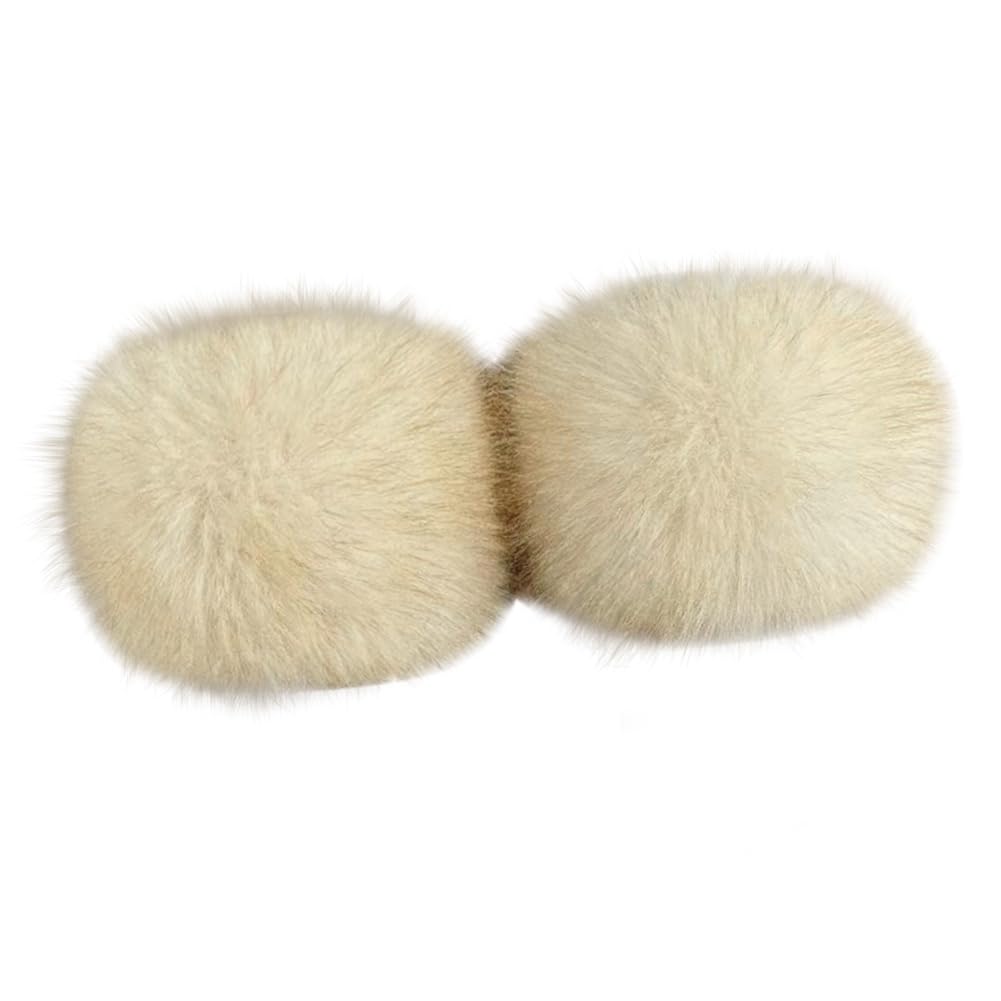 Surakey Winter Faux Fur Arm Warmers, Short Furry Wrist Band Ring Cuff for Women, Artificial Fur Wrist Cuffs Hand Warmers, Beige