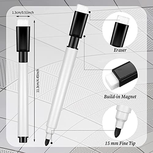 Micvtve 100 Pieces Magnetic Dry Erase Markers Whiteboard Black Dry Erase Markers with Rubber Cap Fine Tip Dry Erase Markers - Image 4