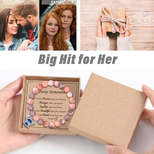 Image of Pink Natural Stone Stitch-Shape Bracelets for Daughter Granddaughter Niece Sister Women Love Gifts Bracelet Jewelry