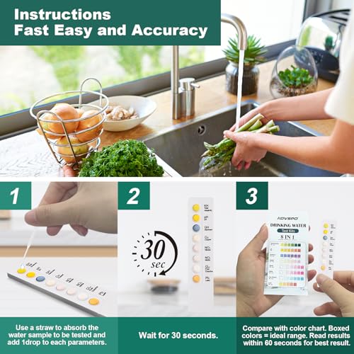 Kovspo W-8 Water Testing Kits For Drinking Water: 5 Strips 8 In 1 Well And Drinking Water Test Kit, Water Test Strips With Alkalinity, Lead thumb #2