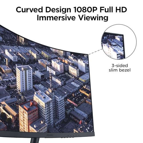 undefined KOORUI 27 Inch Curved Monitor FHD 1080P 75Hz Computer Monitors, 1500R PC Screen with HDMI VGA, TÜV Rheinland Certified, Tilt Adjustable,1500R, Eye Care, Black, 27N5CA の商品画像 5